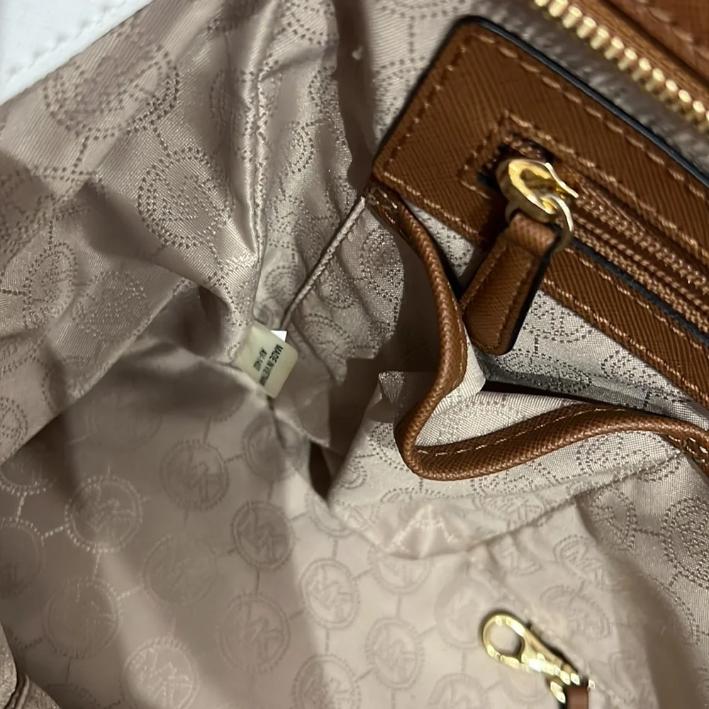 💕 Michael Kors brown black white leather large satchel bag gorgeous 💕